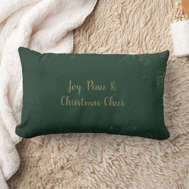 Luxe Deep Green en Gold Pine Cone Kerstmis Kussen (Deken)