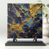 Luxe Deep Navy Blue Gold Abstract Biologisch Tegeltje