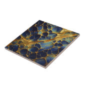 Luxe Deep Navy Blue Gold Abstract Biologisch Tegeltje (Zijkant)
