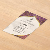 Luxe Deep Paarse & Goud Geometrische Islamitische Acryl Uitnodigingen (Laagn)