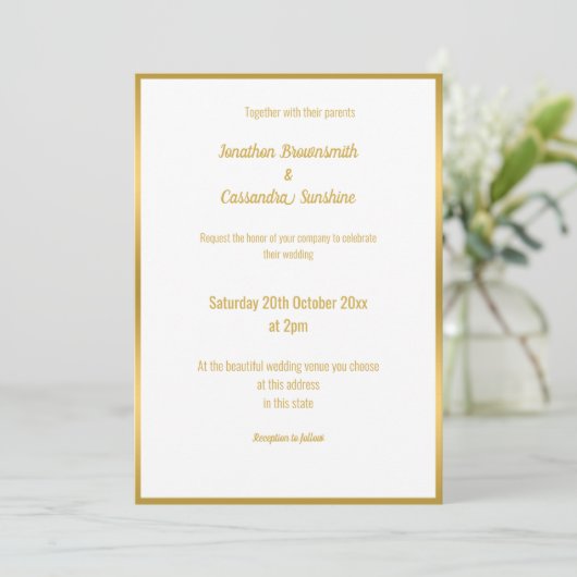 LUXE DELICATE GOLD LACE WEDDING INVITATION KAART (Staand voorkant)