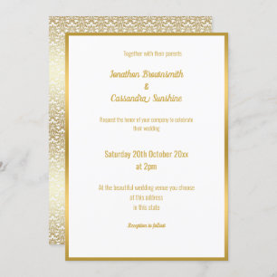 LUXE DELICATE GOLD LACE WEDDING INVITATION KAART