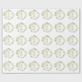 Luxe Delicate Witte Bloemen Gouden Kruis Doop Cadeaupapier (Vlak)