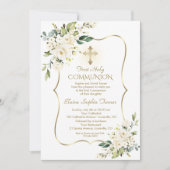 Luxe Delicate Witte Bloemen Roze Eerste Heilige Co Kaart (Voorkant)