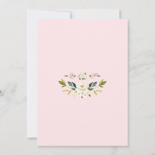 Luxe Delicate Witte Bloemen Roze Eerste Heilige Co Kaart (Achterkant)