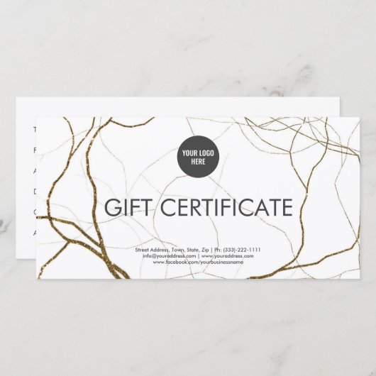 Luxe Design Cadeaubon Golden Plant Roots Bedankkaart (Voorkant / Achterkant)