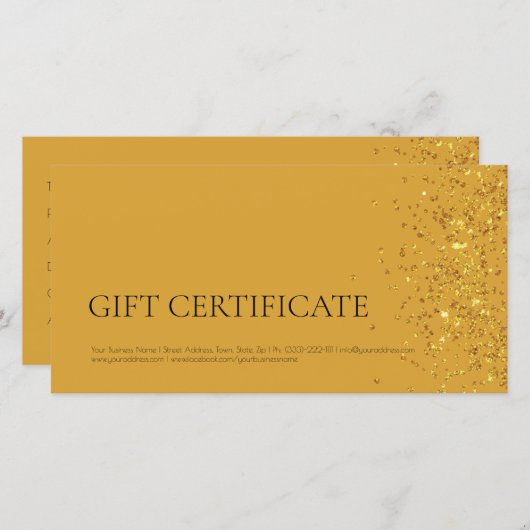 Luxe Design Cadeaubon Goud Sparkle Geel Bedankkaart (Voorkant / Achterkant)