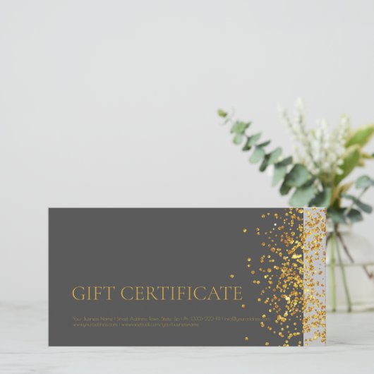 Luxe Design Cadeaubon Goud Sparkle Grijs Bedankkaart (Staand voorkant)