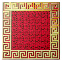 Luxe design griekige sleutel rood en goudklassiek