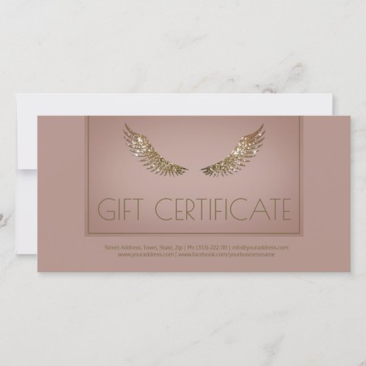 Luxe Design Lash Gift Certificaat Gouden Vleugels Bedankkaart (Voorkant)