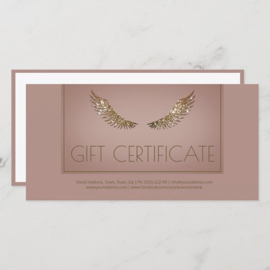 Luxe Design Lash Gift Certificaat Gouden Vleugels Bedankkaart (Voorkant / Achterkant)