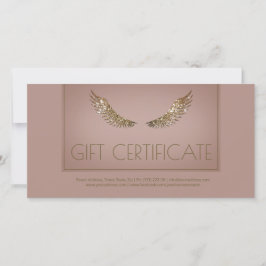 Luxe Design Wimper Gift Certificate Gouden Vleugel Bedankkaart