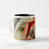 Luxe, detail uit de tabel van de zeven tweekleurige koffiemok (Voorkant links)