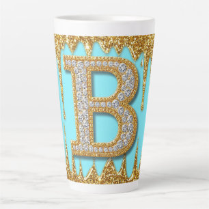 Luxe diamant letter B op gouden glinsterende achte Latte Mok