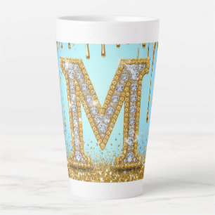 Luxe diamant letter M op gouden glinsterende achte Latte Mok