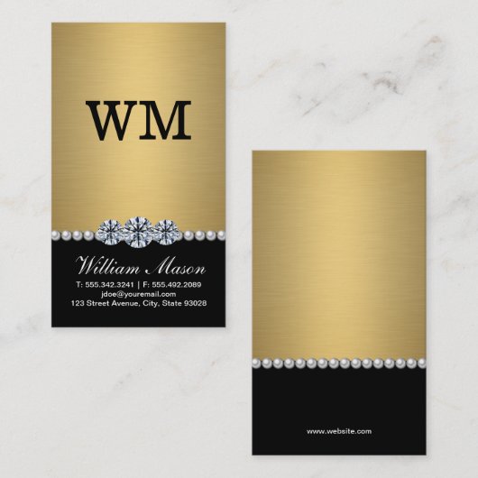 Luxe Diamanten Goud Parels Visitekaartje (Voorkant / Achterkant)