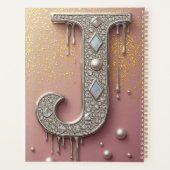 Luxe diamanten initiaal J monogram met goud druppe Planner (Achterkant)