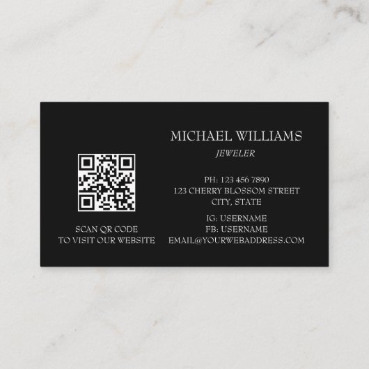 Luxe diamanten juwelier winkel visitekaartje (Achterkant)