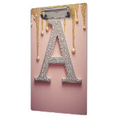 Luxe diamanten letter A monogram met goud druppels Klembord (Links)