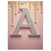 Luxe diamanten letter A monogram met goud druppels Klembord (Achterkant)