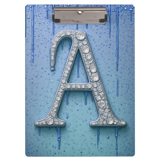 Luxe diamanten letter A monogram met goud druppels Klembord (Voorkant)