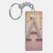 Luxe diamanten letter A monogram met goud druppels Sleutelhanger (Voorkant Links)