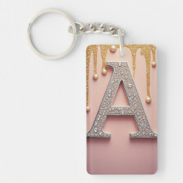 Luxe diamanten letter A monogram met goud druppels Sleutelhanger