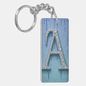 Luxe diamanten letter A monogram met goud druppels Sleutelhanger (Voorkant Links)