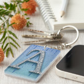 Luxe diamanten letter A monogram met goud druppels Sleutelhanger (Voorkant Rechts)