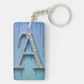 Luxe diamanten letter A monogram met goud druppels Sleutelhanger (achterkant)