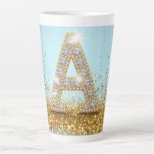 Luxe diamanten letter A op gouden glitter achtergr