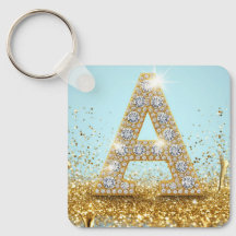 Luxe diamanten letter A op gouden glitter achtergr