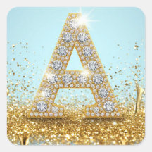 Luxe diamanten letter A op gouden glitter achtergr