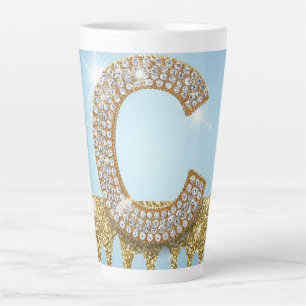 Luxe diamanten letter C op gouden glinsterende ach Latte Mok
