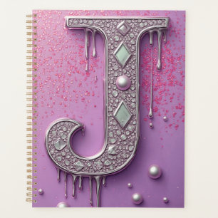 Luxe diamanten letter J monogram met goud druppels Planner