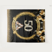 Luxe Diamanten Nummers Achtergrond met Gouden Ball Wandkleed (Voorkant (horizontaal))