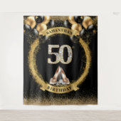 Luxe Diamanten Nummers Achtergrond met Gouden Ball Wandkleed (Voorkant)