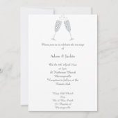 Luxe Diamond Champagne Glass White ELEGANT WEDDING Kaart (Voorkant)