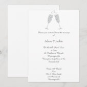 Luxe Diamond Champagne Glass White ELEGANT WEDDING Kaart (Voorkant / Achterkant)