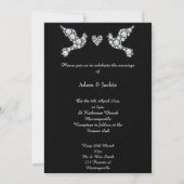 Luxe Diamond Love Dove Black Wedding Invitation Kaart (Voorkant)