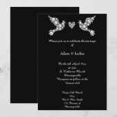 Luxe Diamond Love Dove Black Wedding Invitation Kaart (Voorkant / Achterkant)