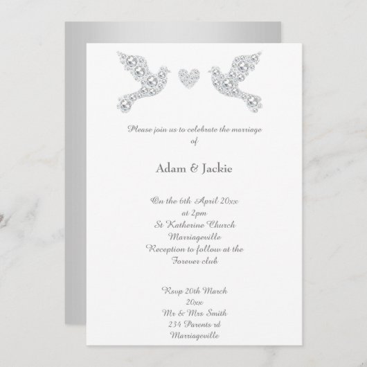 Luxe Diamond Love Dove Wedding 2 Kaart (Voorkant / Achterkant)