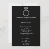 Luxe Diamond Ring Black Glitter Wedding Kaart (Voorkant)
