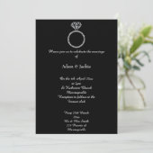 Luxe Diamond Ring Black Glitter Wedding Kaart (Staand voorkant)