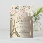 Luxe Diamonds Eiffeltoren, Border Rozen 50th Kaart (Staand voorkant)