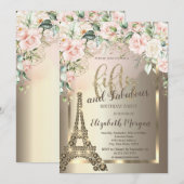 Luxe Diamonds Eiffeltoren, Border Rozen 50th Kaart (Voorkant / Achterkant)