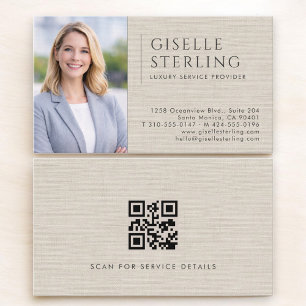 Luxe Dienstverlener Linnen Foto QR Code Visitekaartje