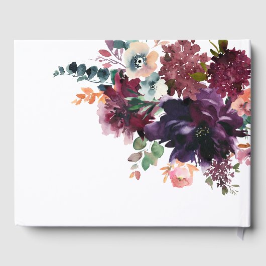 Luxe Diep Bloemen Boeket Bruiloft Gastenboek (Achterkant)