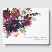 Luxe Diep Bloemen Boeket Bruiloft Gastenboek (Voorkant)