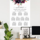 Luxe Diepe Bloemige Trouw Zittijd Chart Poster (Thuiskantoor)